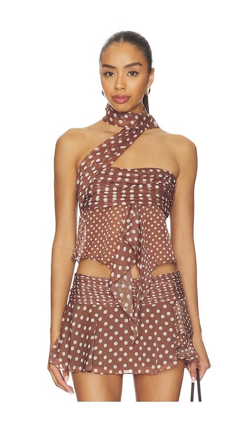 guizio chiffon wrap top in chocolate. - size l (also in xxs, xs, s, m)