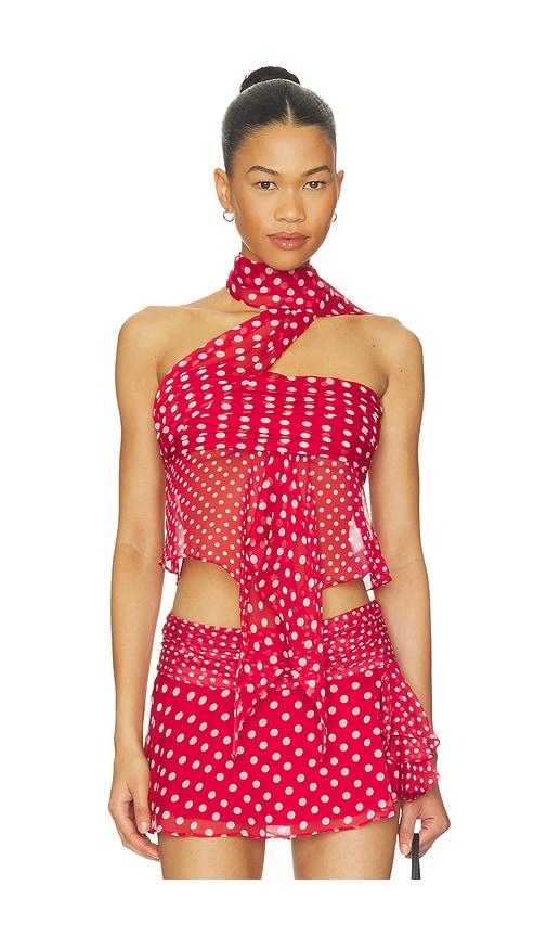 guizio chiffon wrap top in red in red. - size l (also in m, s, xl, xs, xxs)