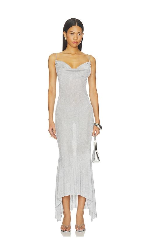 guizio elsie cowl neck dress in metallic silver, grey. - size l (also in m, s, xs, xxs)