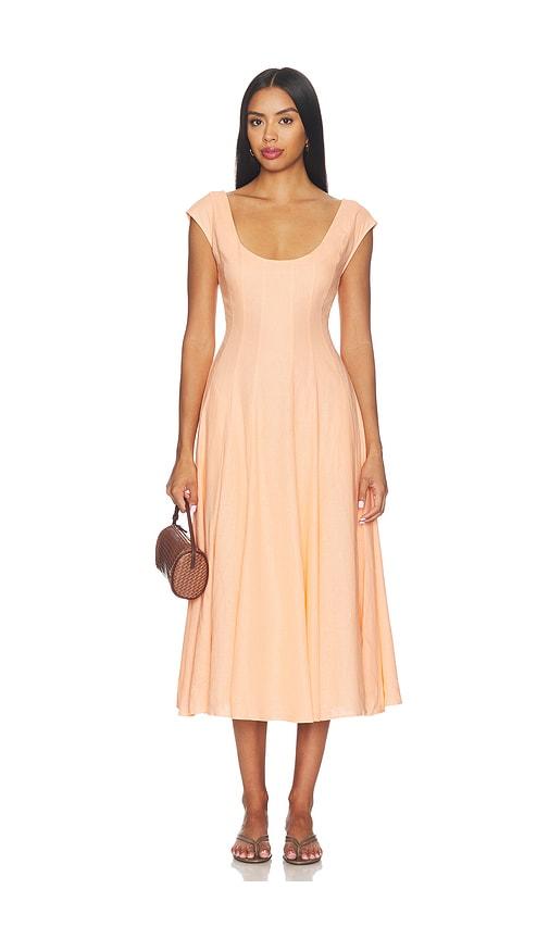 guizio leila linen dress in peach. - size l (also in xs, s, m)