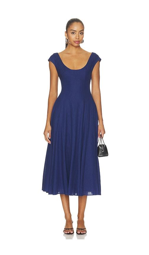 guizio leila linen dress in royal. - size l (also in xs, s, m)