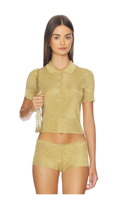 guizio mateo polo top in metallic gold. - size m (also in s)
