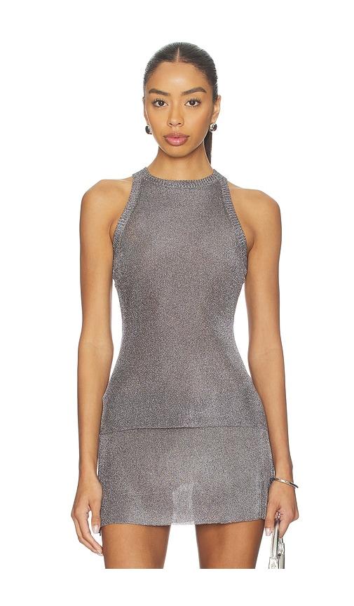 guizio millie top in metallic silver. - size l (also in xxs, xs, s, m, xl, xxl)