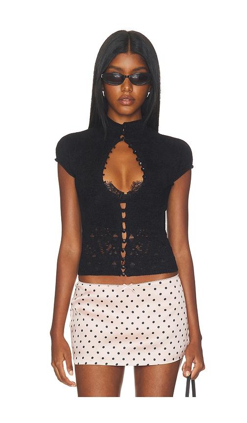 guizio mock neck top in black. - size l (also in s, xl)