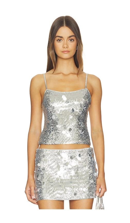 guizio paillette cami in metallic silver, grey. - size m (also in xxs, xs, s)