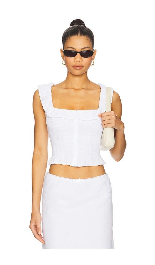 guizio paloma smocked top in white. - size l (also in m, xl)
