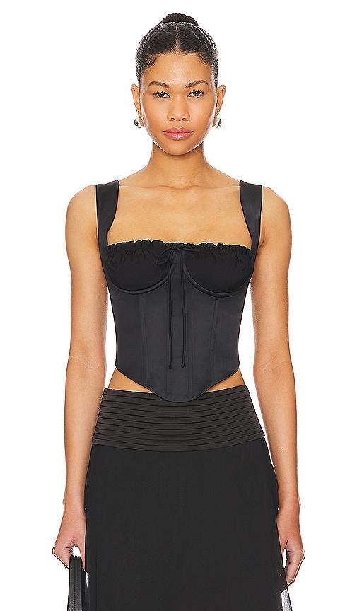 guizio ruched cup bustier top in black. - size xl (also in xs, xxs)