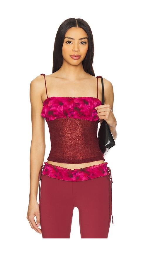 guizio ruched knit tank top in burgundy. - size l (also in s, xl)