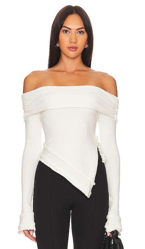 guizio soler fold over knit top in white. - size l (also in xxs, xs, s, m, xl)