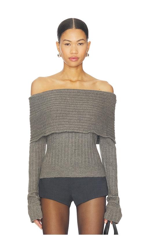 guizio wide turtleneck knit top in grey. - size l (also in m, s)