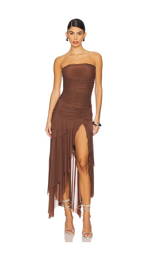 guizio x revolve lyla twist dress in brown. - size l (also in xs, s, m, xxs, xl)