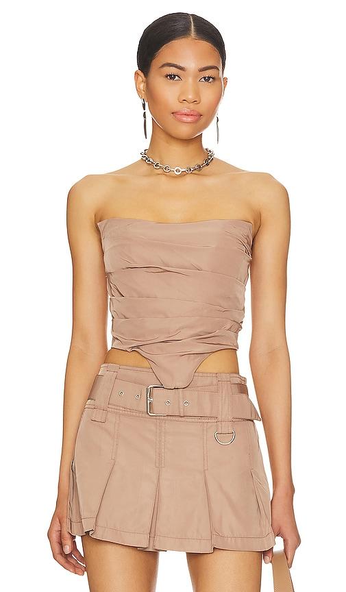 h:ours ariella corset top in brown. - size m (also in s, xs)