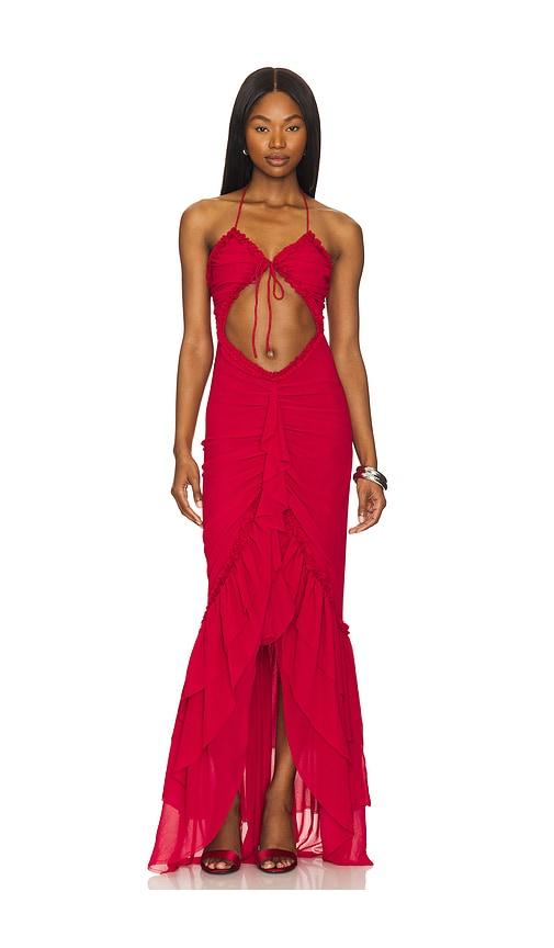 h:ours haven maxi dress in red. - size m (also in xs, xxs, s)