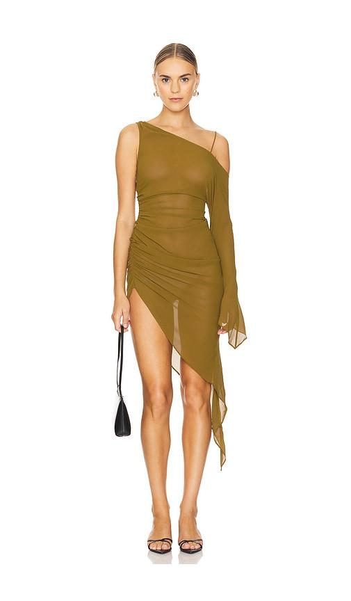 h:ours rei midi dress in olive. - size xs (also in xxs)