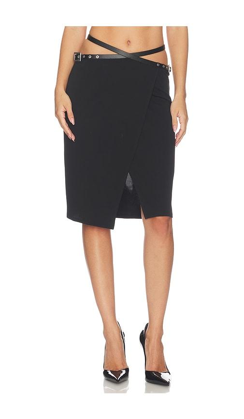 haelo belted wrap skirt in black. - size l (also in m, s, xl, xs, xxs)