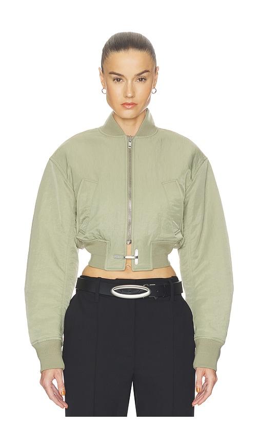 haelo crop bomber jacket in olive. - size l (also in xxs, xs, s, m, xl)