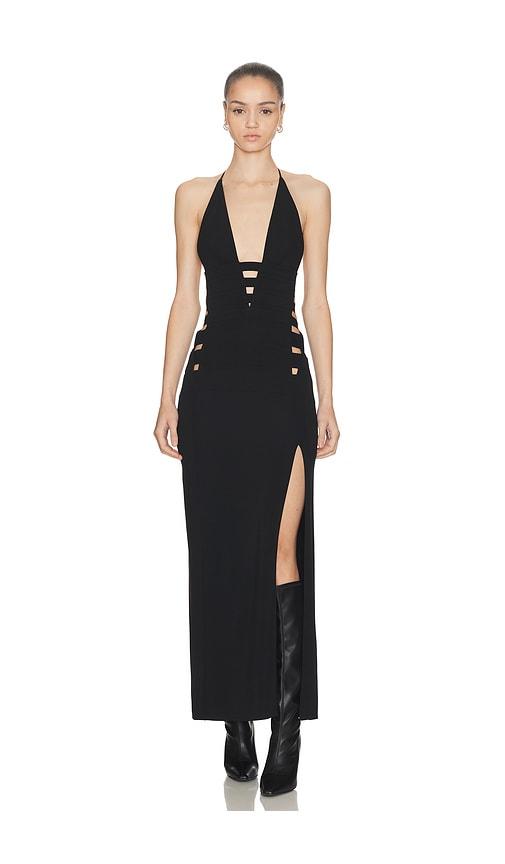 haelo deep-v brace dress in black. - size l (also in xs, xxs, s, m)