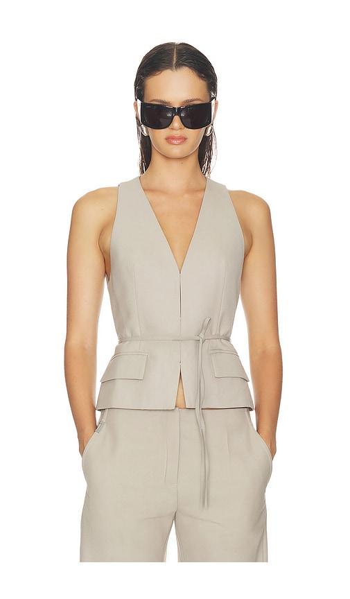 haelo halo belted vest in beige. - size l (also in m, s, xl, xs, xxs)