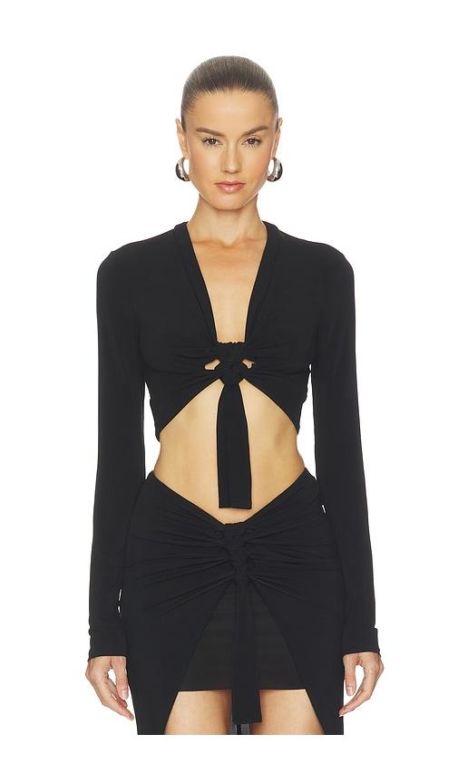 haelo knotted ls top in black. - size l (also in m, s, xl, xs)