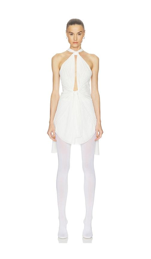 haelo pleated drape dress in white. - size l (also in s, xs, m, xl)