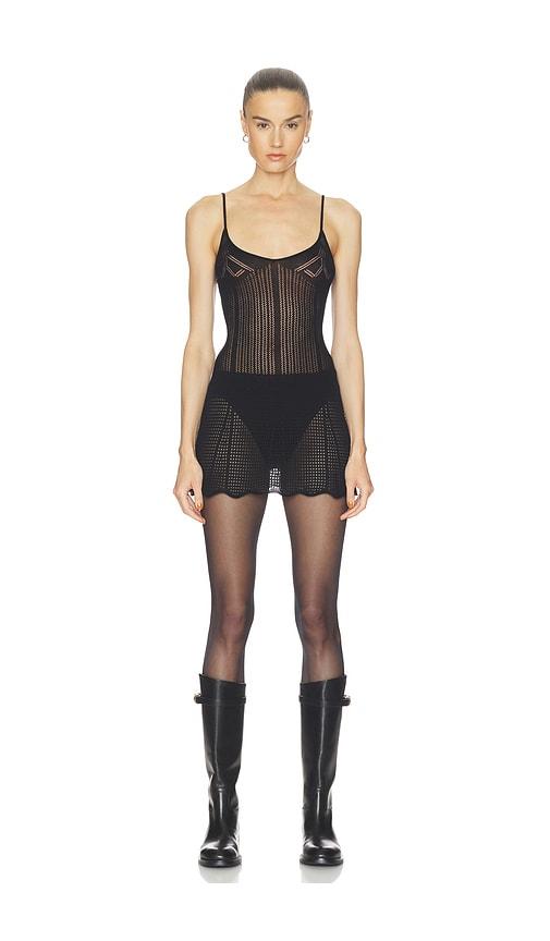 haelo pointelle mini dress in black. - size l (also in s, xs, m, xl)