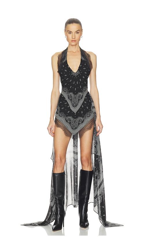 haelo split bandana dress in black. - size m (also in s, xs)