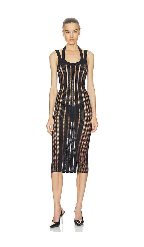 haelo veiled midi dress in black. - size l (also in xxs, xs, s, m, xl)