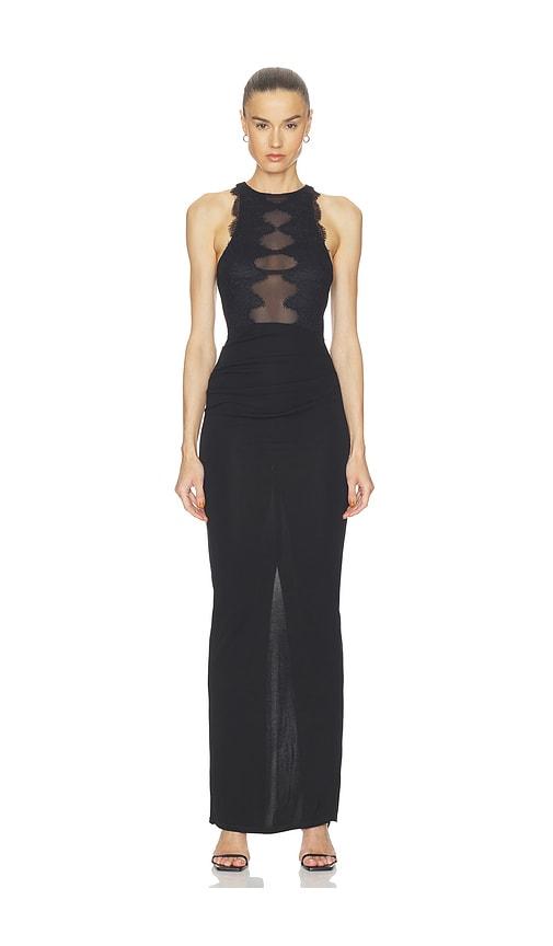 haelo wave lace evening dress in black. - size l (also in s, xxs, xs, m, xl)