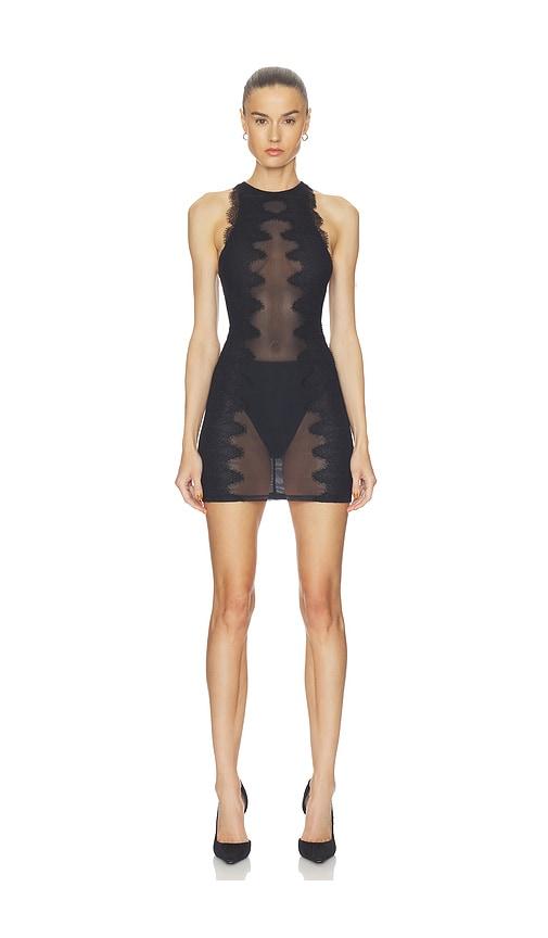 haelo wave lace mini dress in black. - size l (also in s, xxs, xs, m, xl)