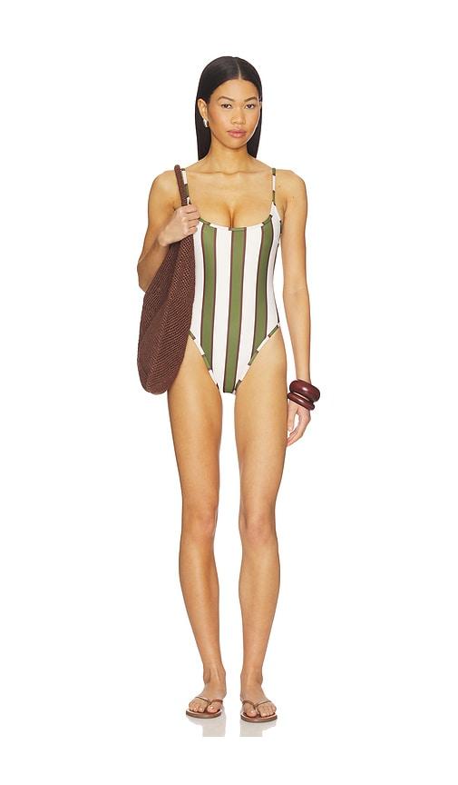haight. pipping thidu swimsuit in olive. - size l (also in xl, xs)
