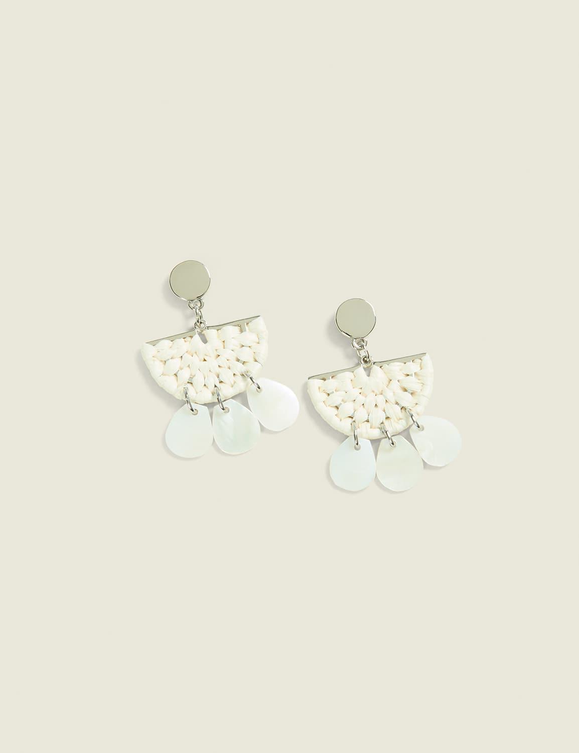 half circle raffia drop earrings