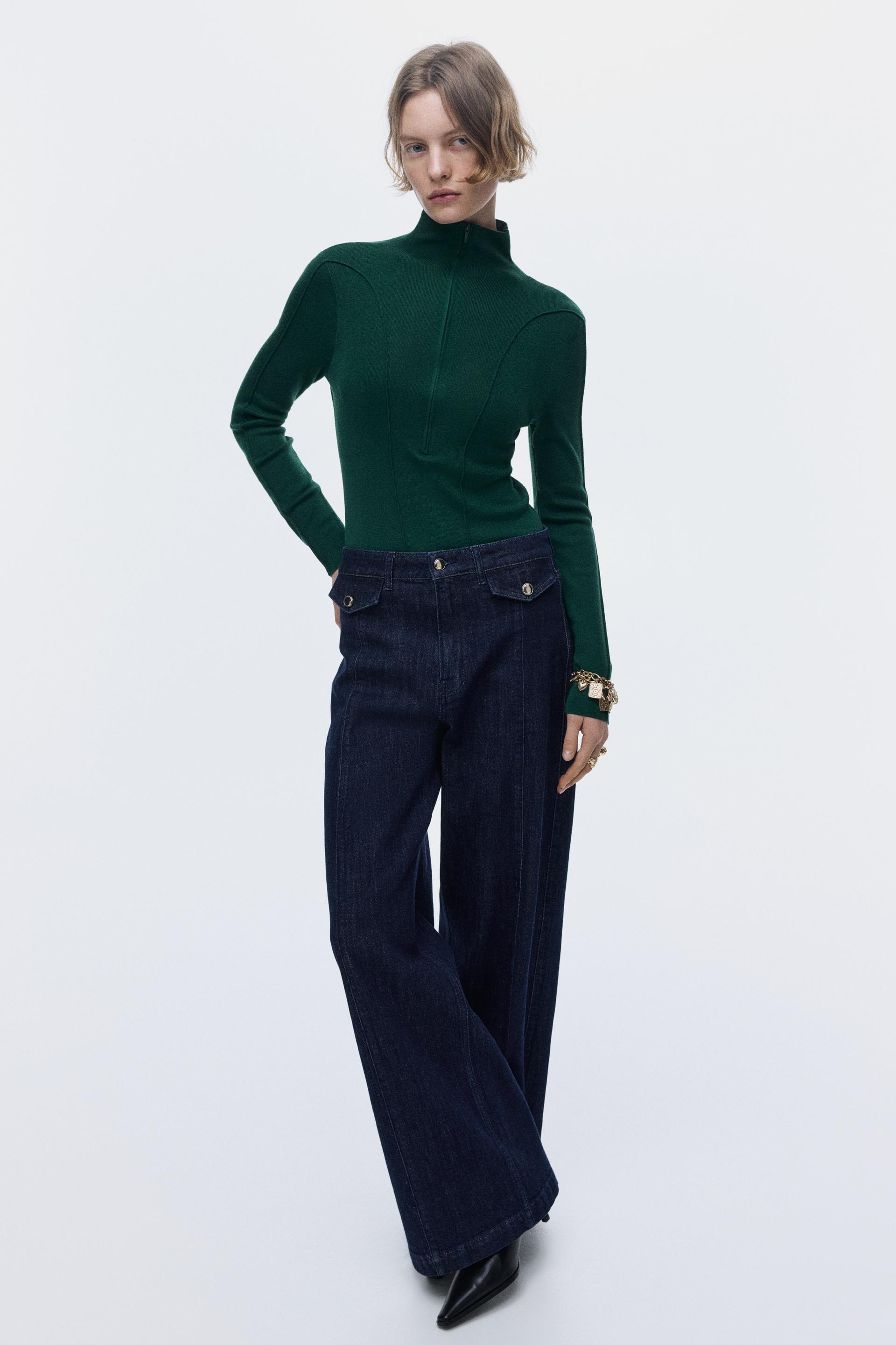 half-zip mock turtleneck top