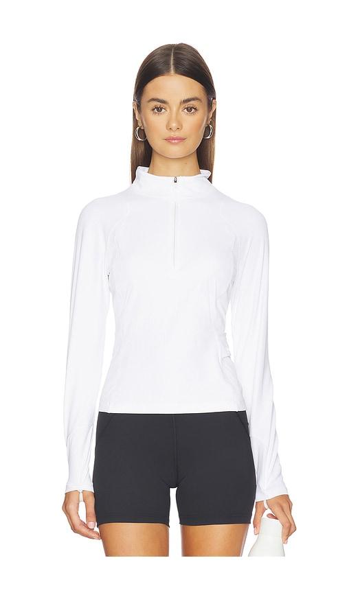 halfdays julie ribbed 1/4 zip top in white. - size l (also in s, xs, m, xl)