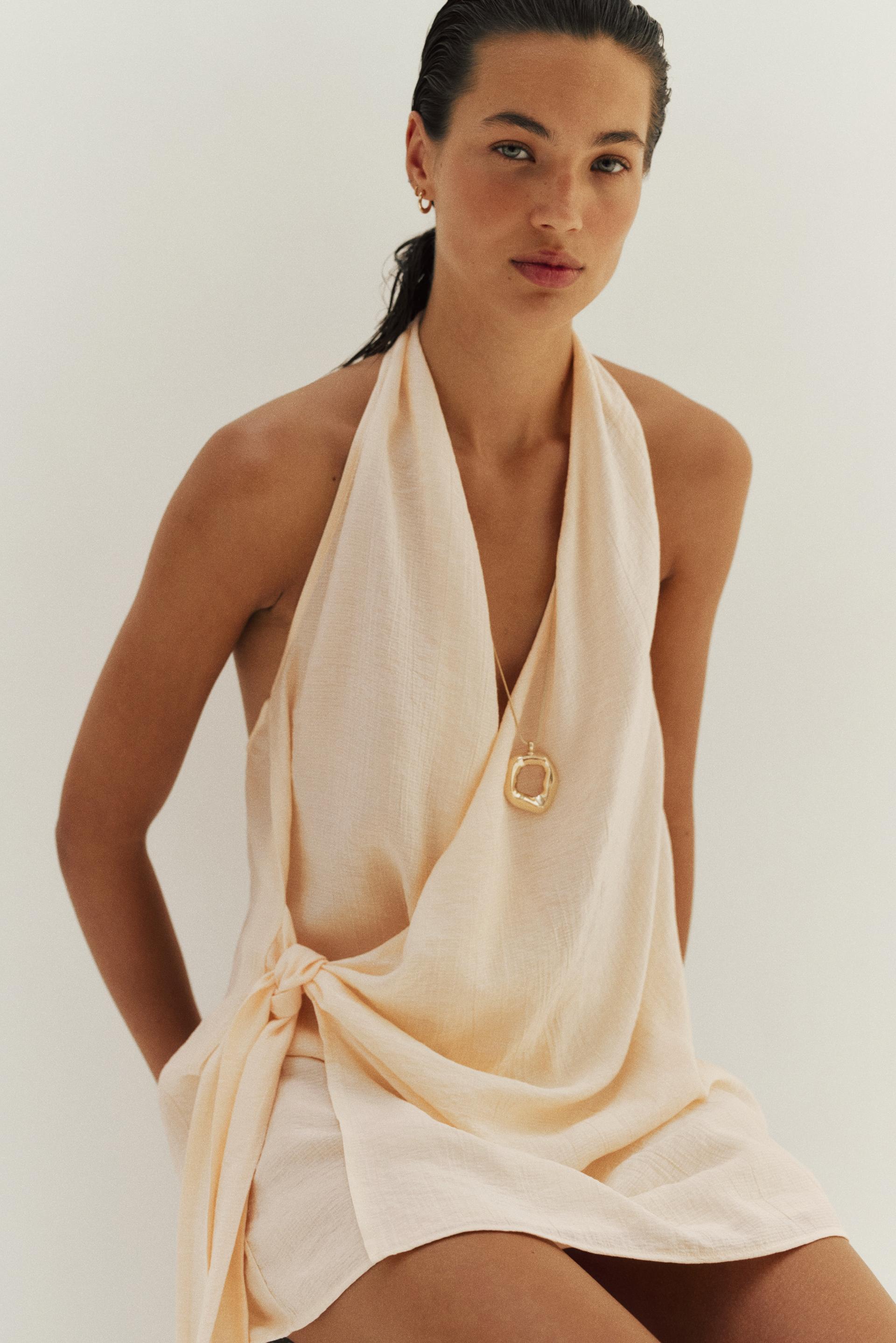 halterneck wrapover beach dress