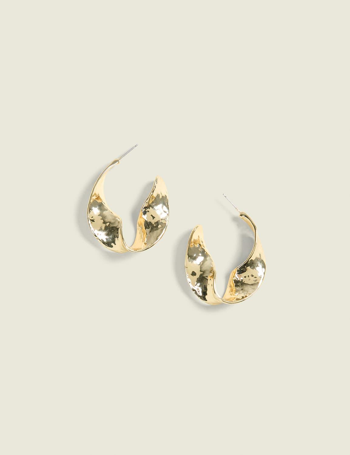 hammered abstract hoop earrings