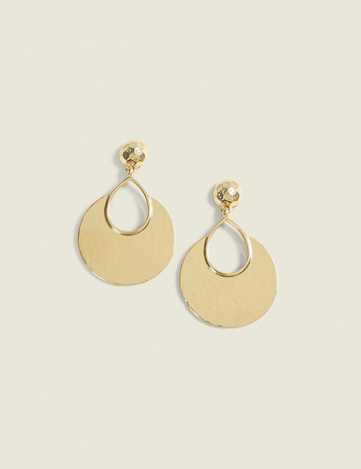 hammered goldtone metal drop earrings