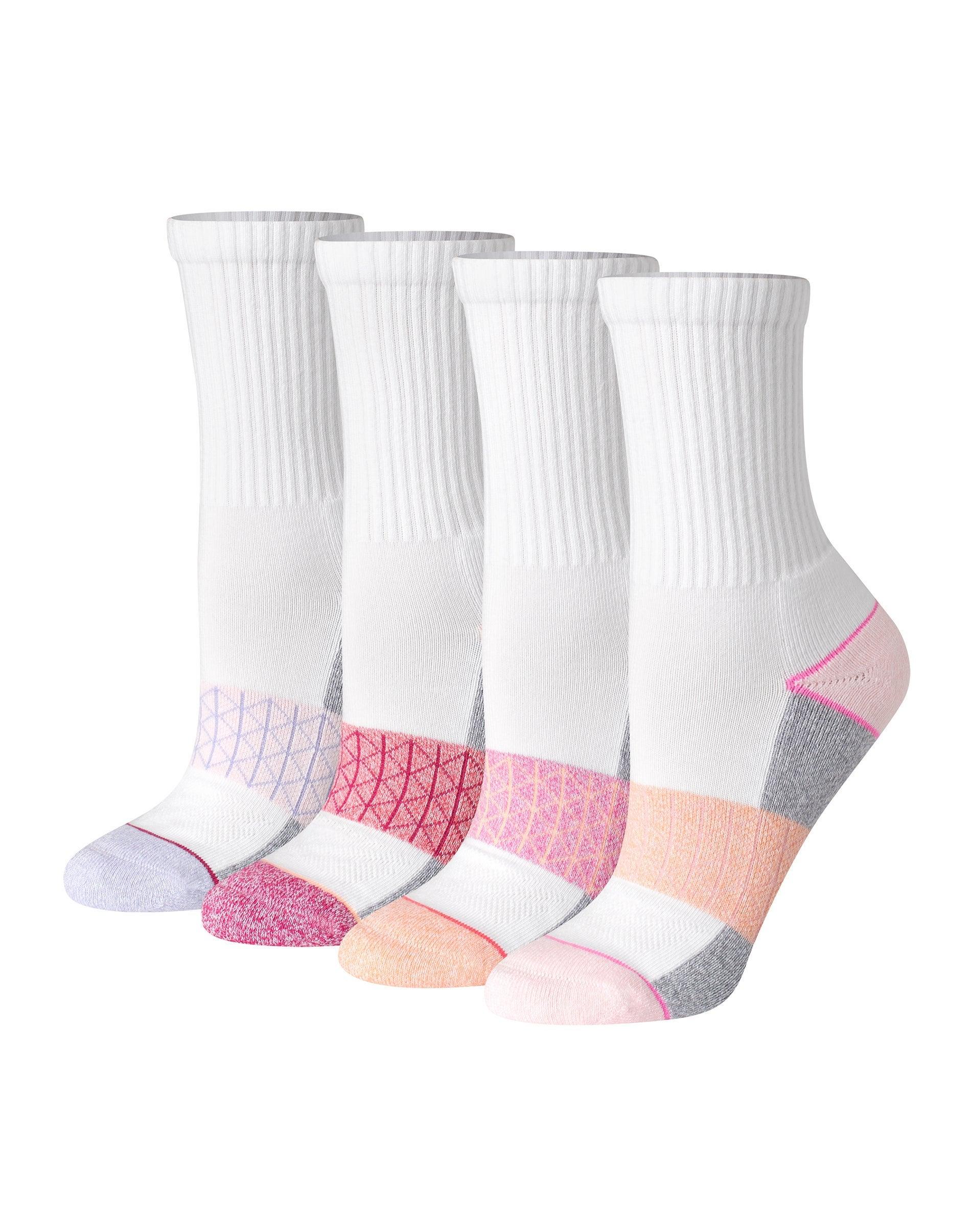 hanes absolute comfort women's crew socks, 4-pairs white 5-9
