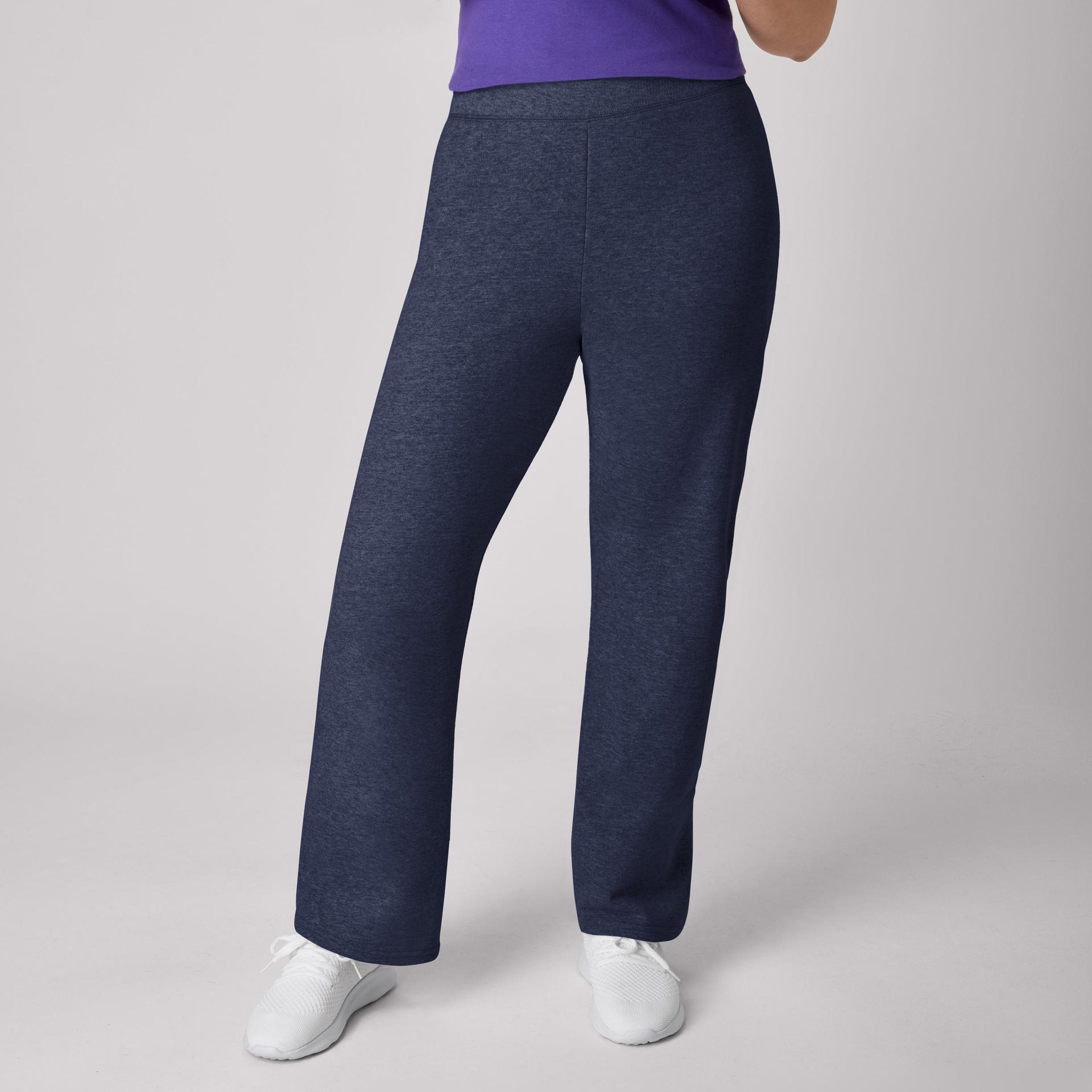 hanes ecosmart women's fleece sweatpants with open bottom legs, 30.5" navy heather s