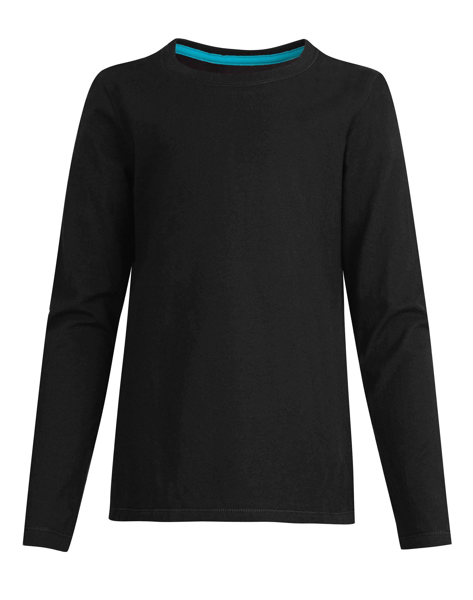 hanes girls' long sleeve crewneck t-shirt black xs