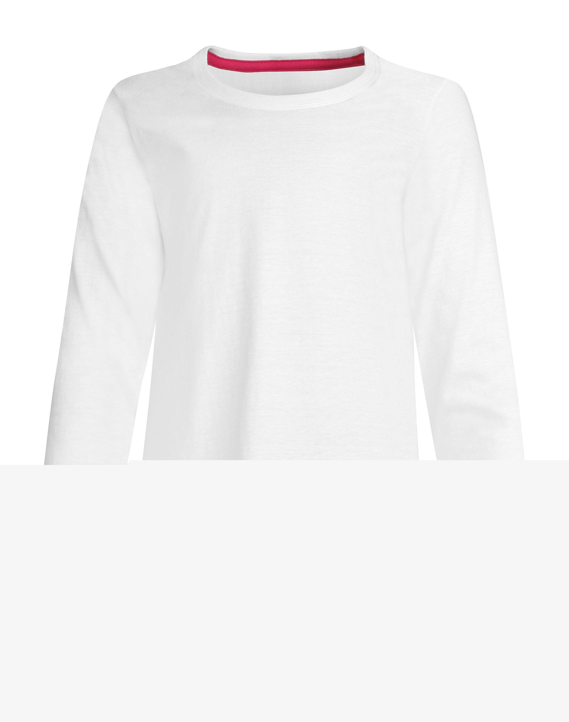 hanes girls' long sleeve crewneck t-shirt white xs