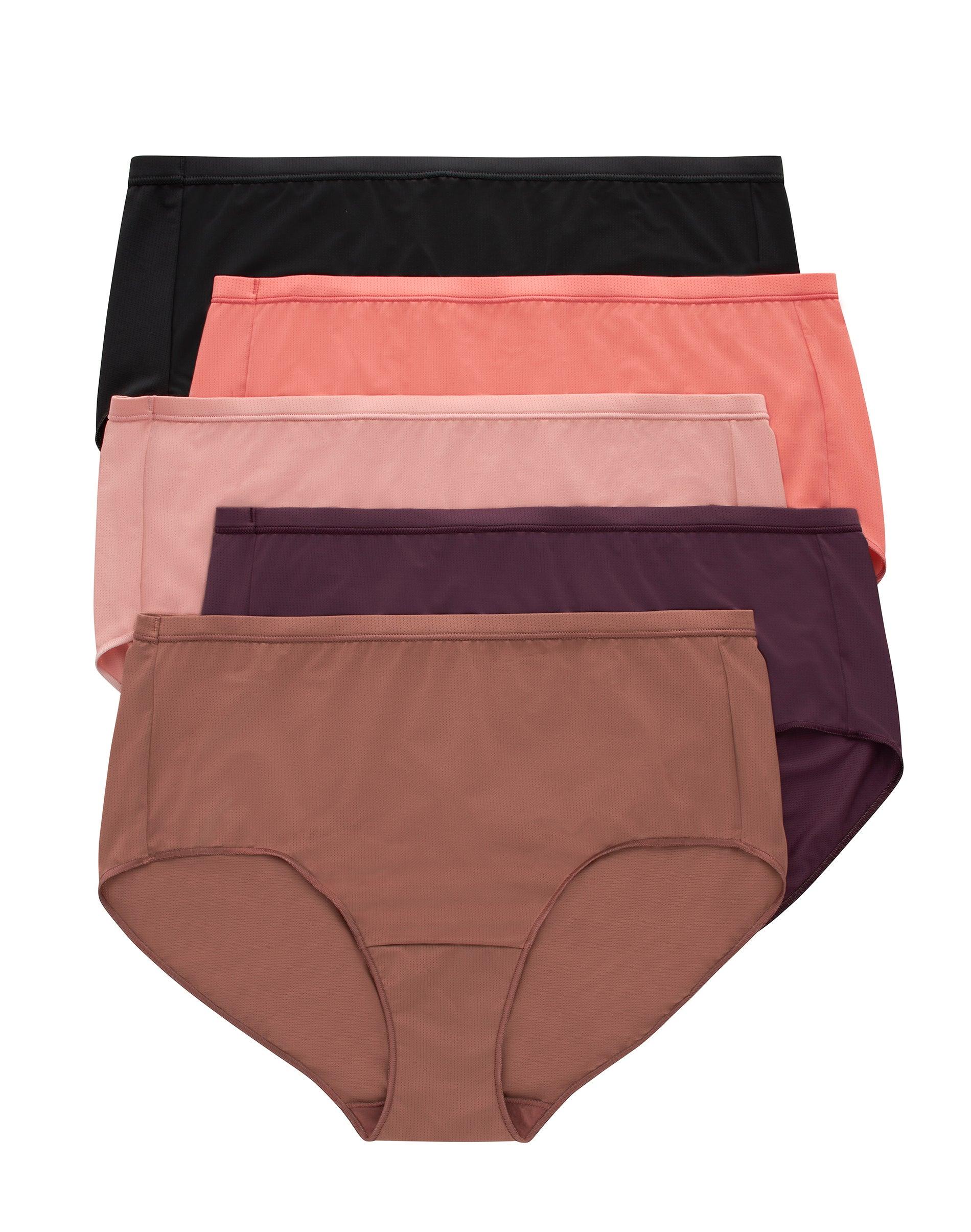 hanes just my size women's breathable mesh brief underwear, 5-pack (plus ) assorted 10