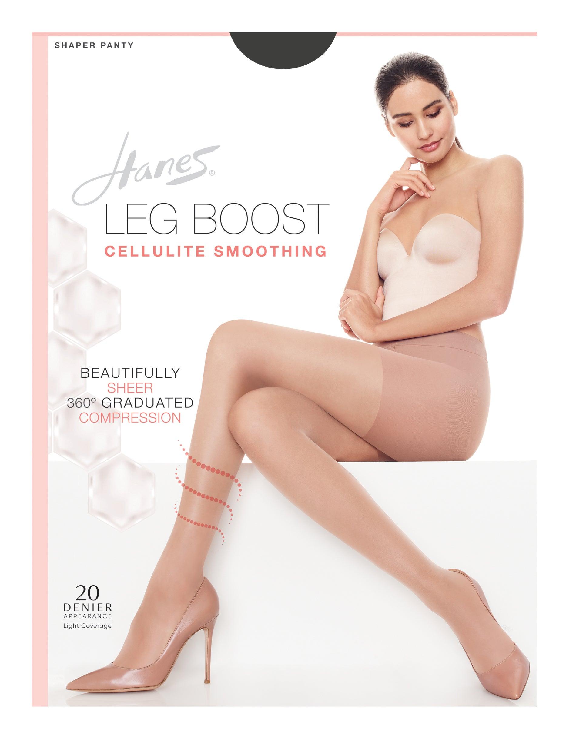 hanes leg boost cellulite smoothing pantyhose barely black ab women's