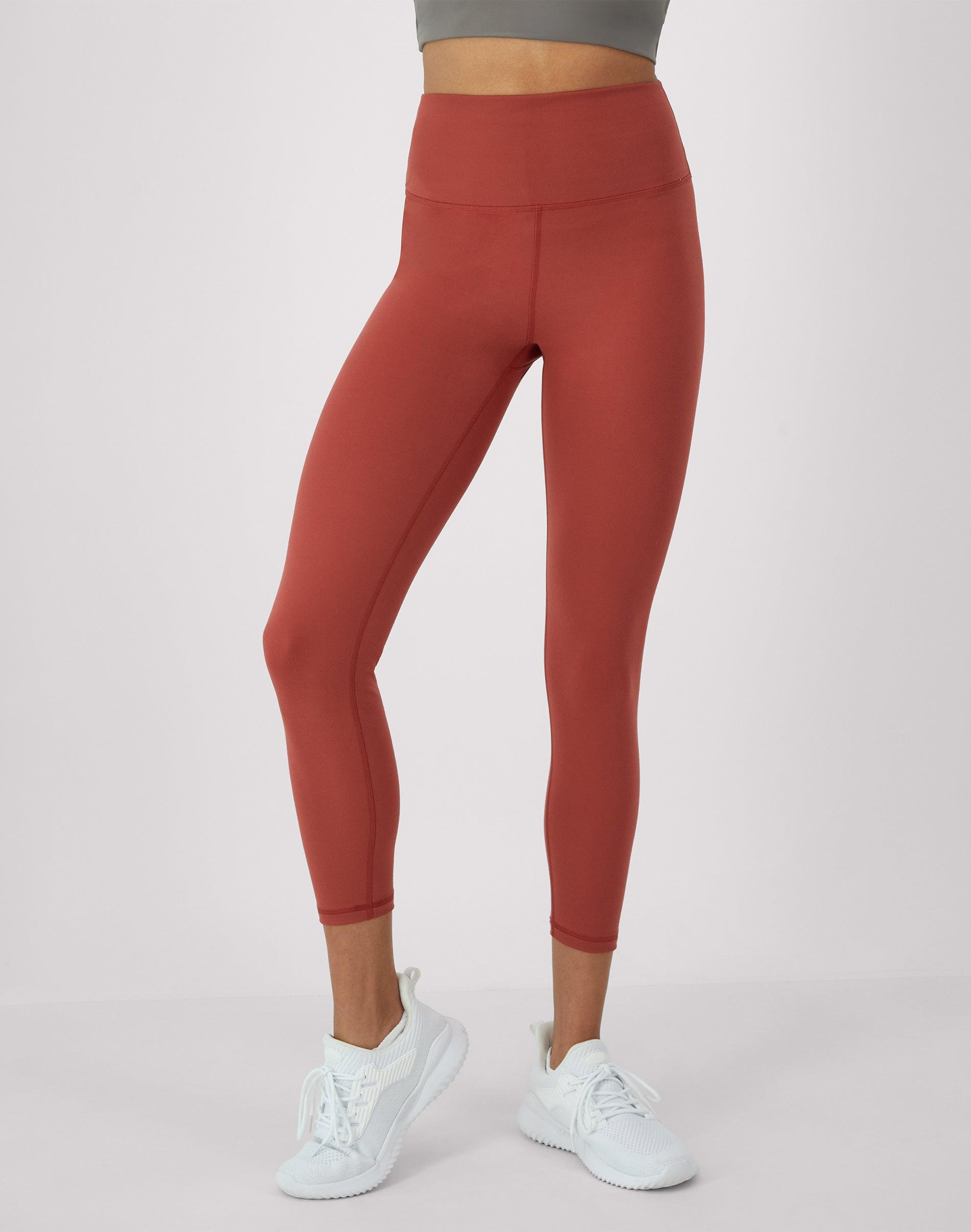 hanes moves women's 7/8 leggings with internal pocket, 25" coral camelia xs