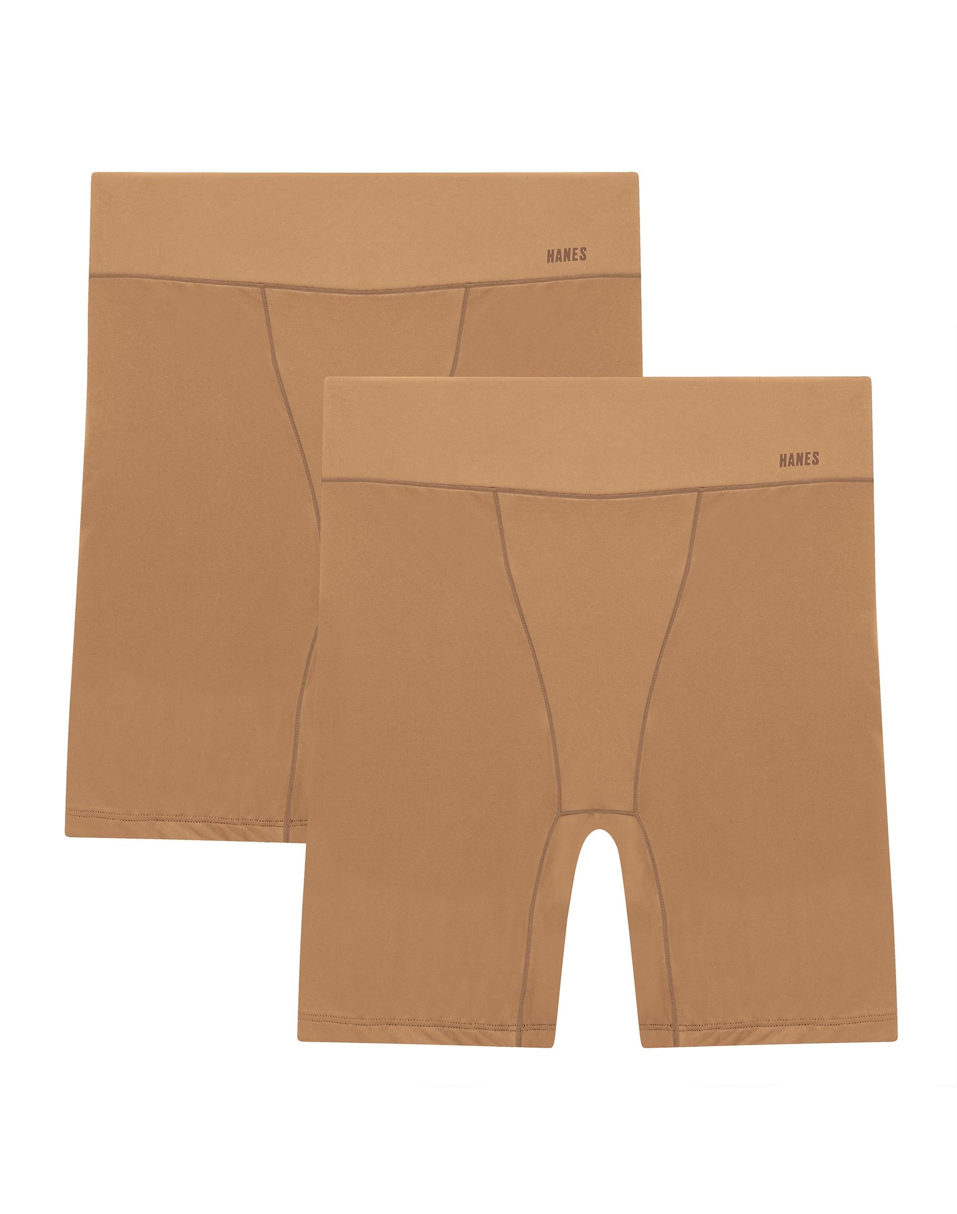 hanes moves women's anti-chafe slip shorts warm almond/warm almond s