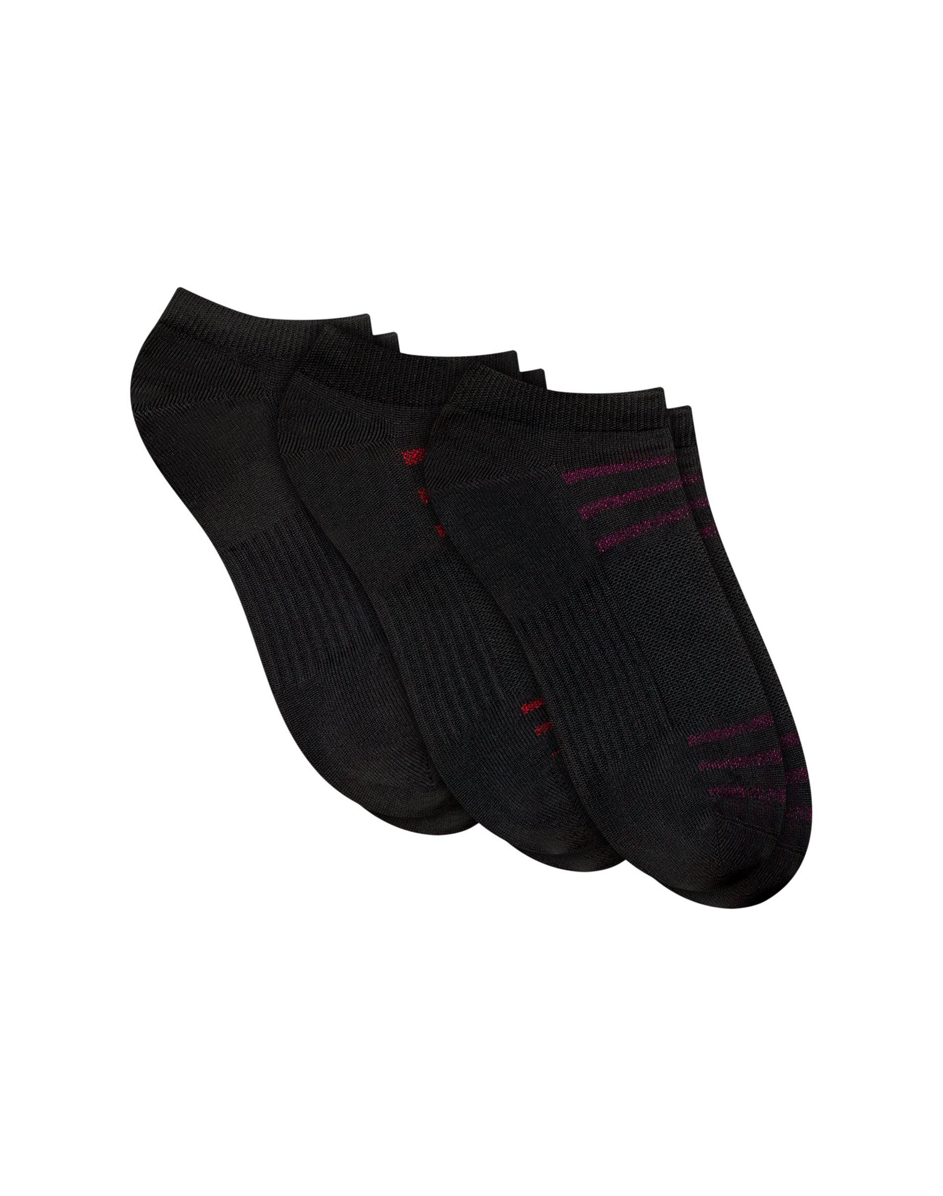 hanes moves women's seamless stretch no show socks, 3 pairs black 5-9