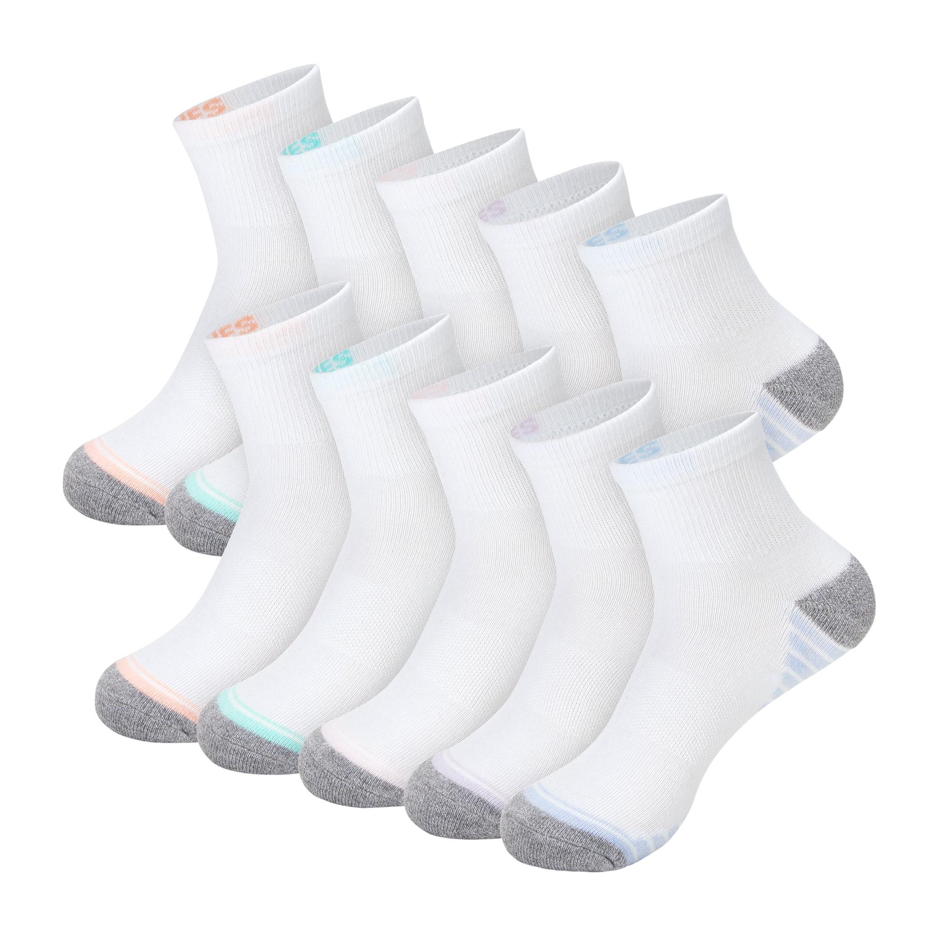 hanes moves x-temp women's ankle socks, 10-pairs, shoe sizes 5-9 white
