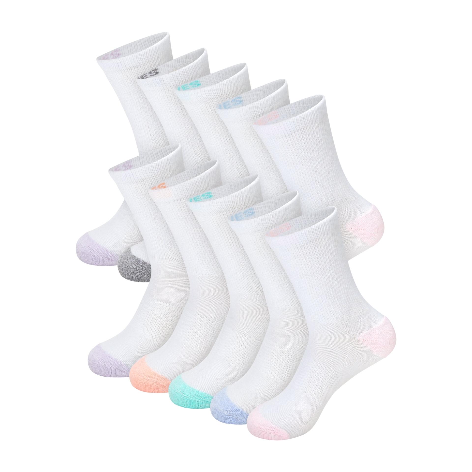 hanes moves x-temp women's crew socks, 10-pairs, shoe sizes 5-9 white
