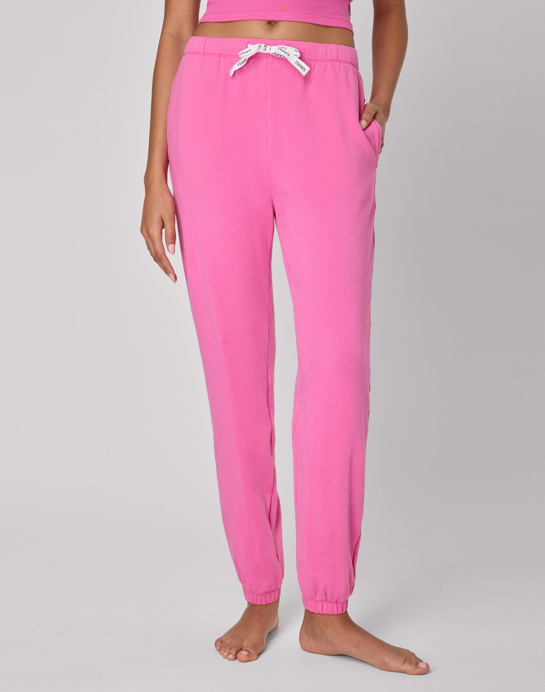 hanes originals comfywear women's french terry joggers, 28" oleander pink xs
