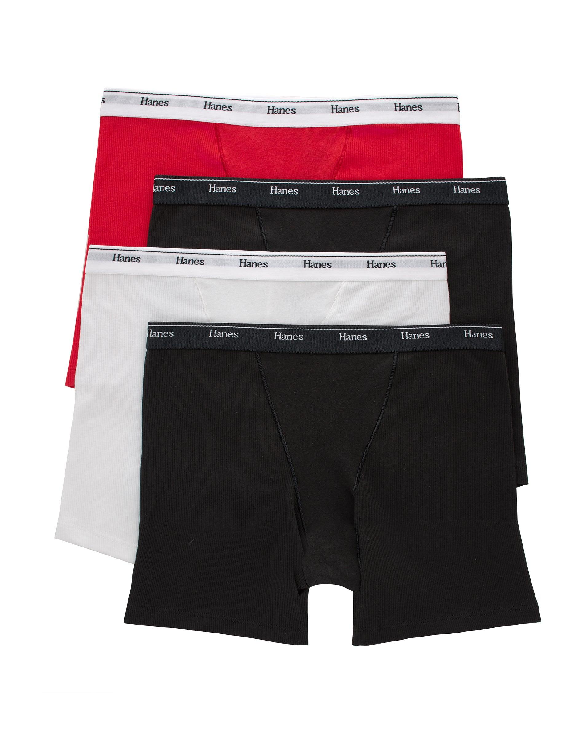 hanes originals women's mid-thigh boxer brief underwear, breathable cotton stretch, 4-pack assorted m