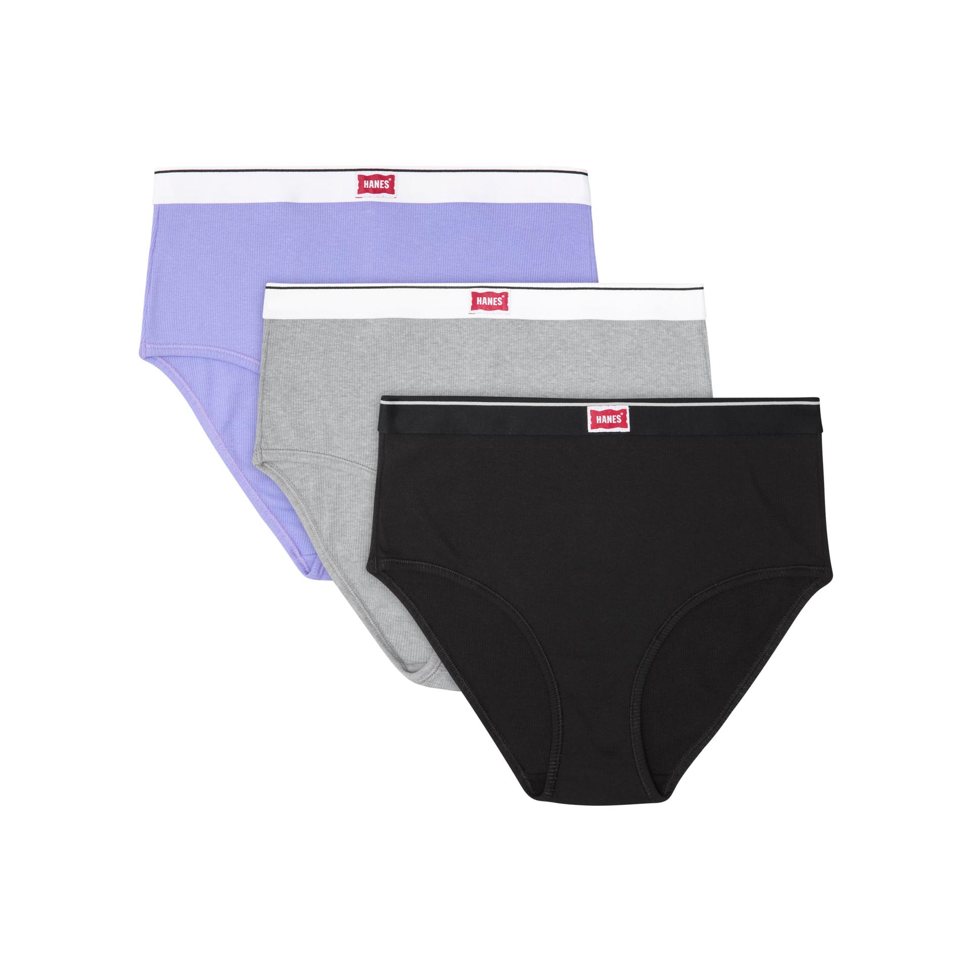 hanes originals women's underwear briefs pack, 3-pack, breathable cotton purple passion/grey/black s